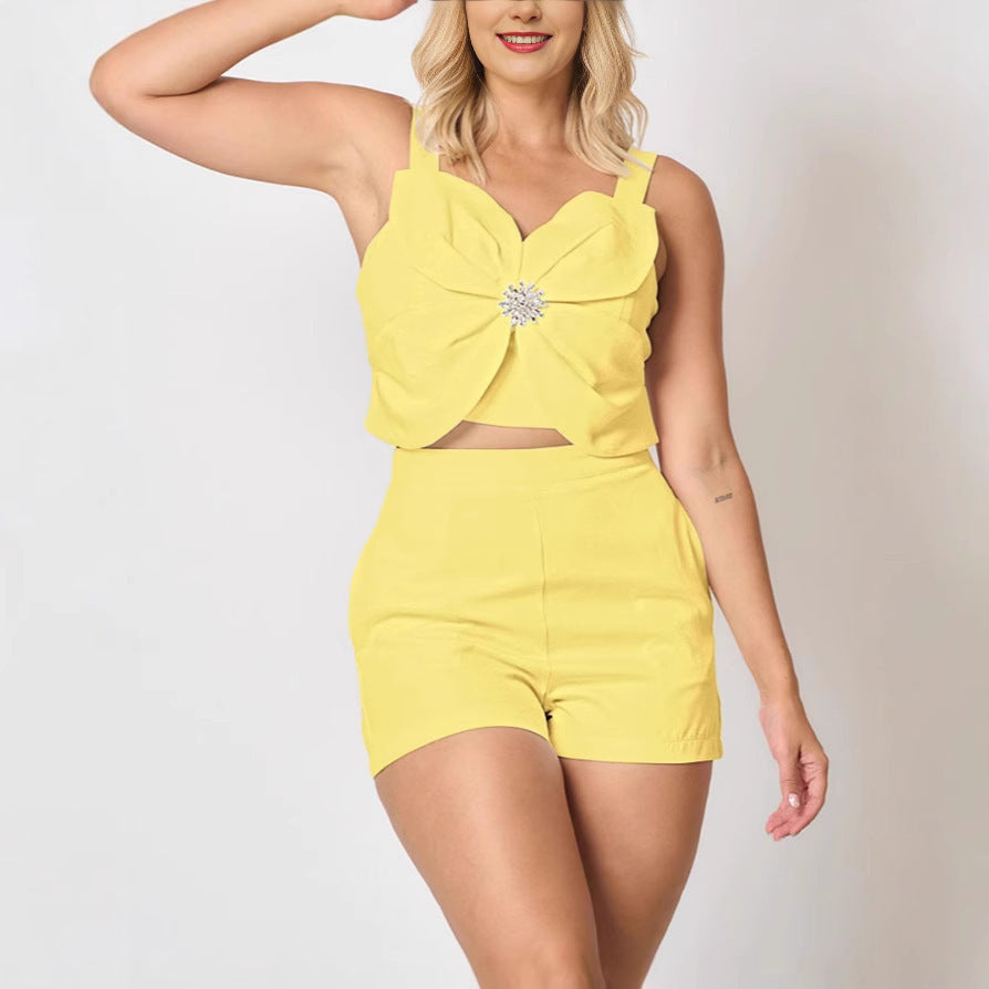 Fashion Casual Vest Shorts Set Women's Clothing Silicone Back Scrub Bath Brush