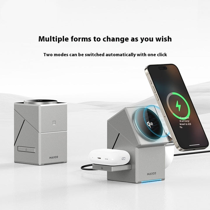 Qi2 Magnetic Charger | Rotating Wireless Fast Charge Silicone Back Scrub Bath Brush