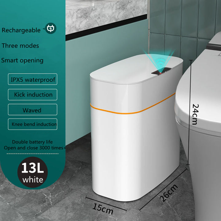 Smart Trash Can With Lid For Bedroom And Living Room Kitchen Storage Box Trash Can Induction Small Car Box Automatic Smart Dustbin Smart Trash Bin Silicone Back Scrub Bath Brush