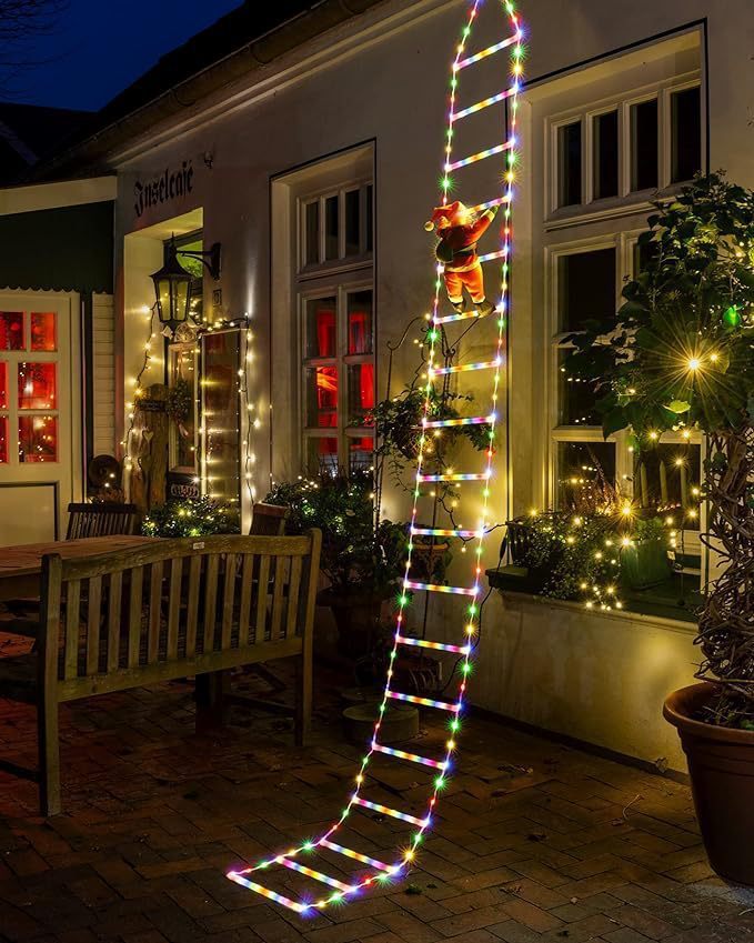 Santa Ladder Light Festoon by BLYNTRA – Holiday Window & Wall Decor BLYNTRA