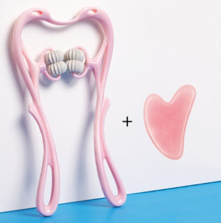 NeckEase 6-Wheel Manual Roller Massager Silicone Back Scrub Bath Brush