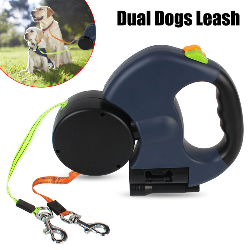 Retractable Dual Dog Leash with Light & Reflective Strip BLYNTRA