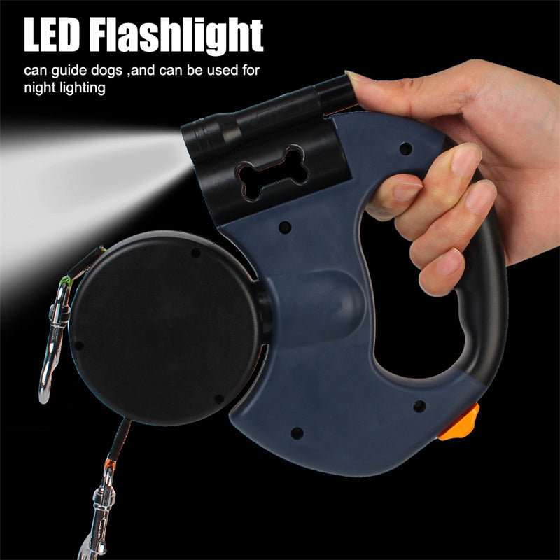 Retractable Dual Dog Leash with Light & Reflective Strip BLYNTRA