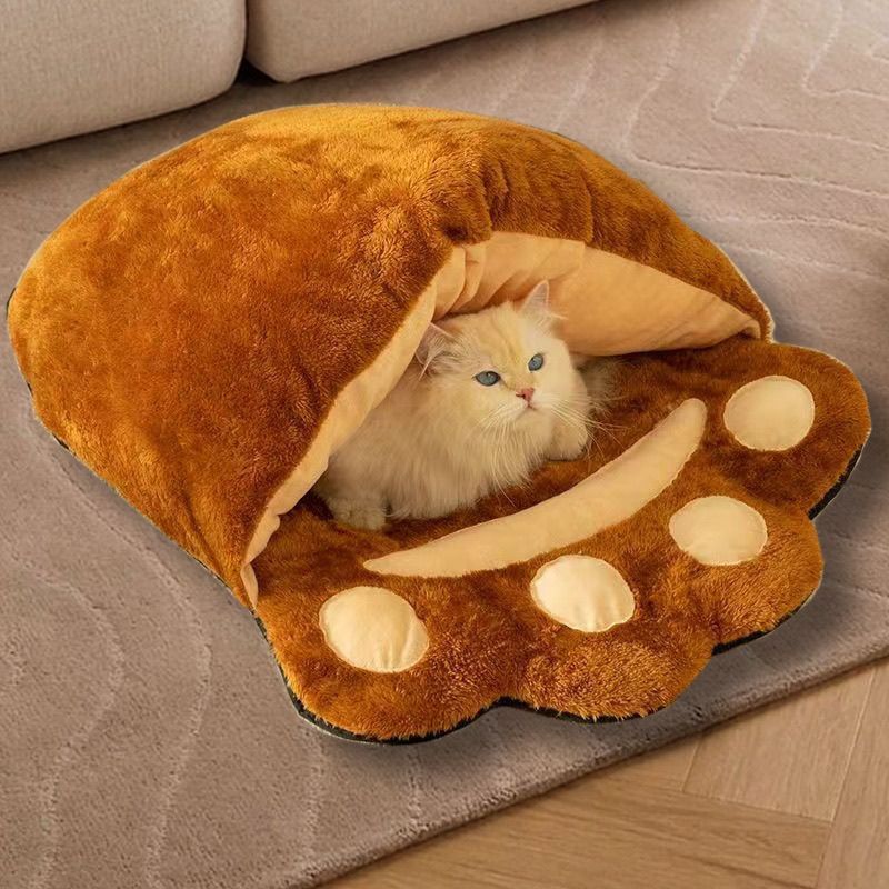 BLYNTRA Bear Paw Plush Pet Bed – Thickened Semi-Closed Cat & Dog Nest BLYNTRA