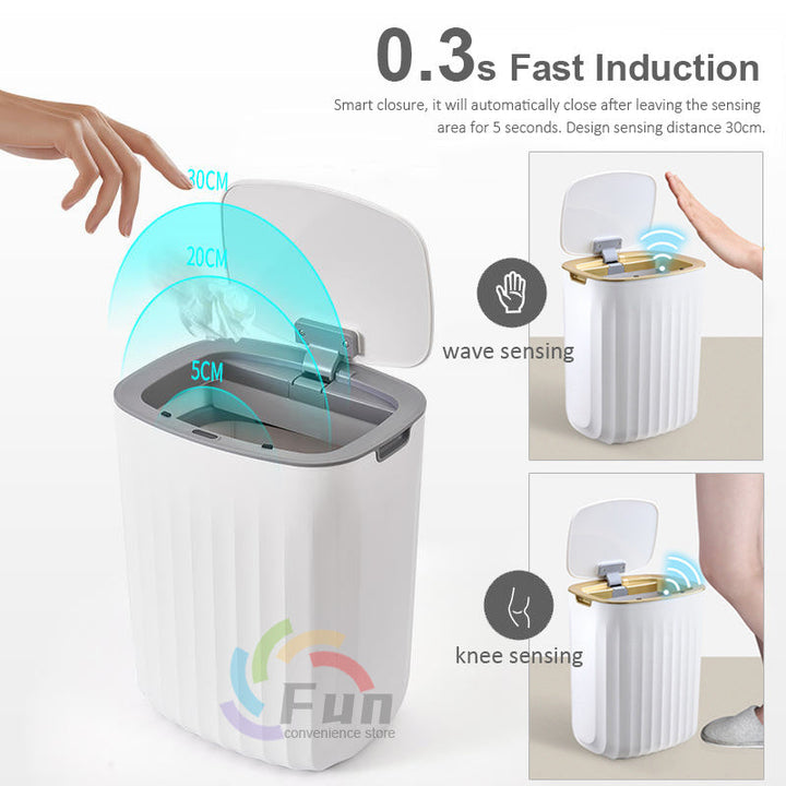 Smart Trash Can With Lid For Bedroom And Living Room Kitchen Storage Box Trash Can Induction Small Car Box Automatic Smart Dustbin Smart Trash Bin Silicone Back Scrub Bath Brush