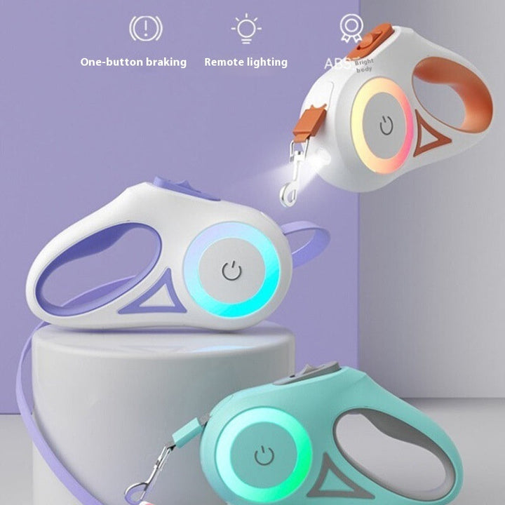 Dog Leash Retractable Leash And Dog Collar Spotlight Automatic Pet Dog Cat Traction Rope For Small Medium Dogs Pet Product Silicone Back Scrub Bath Brush