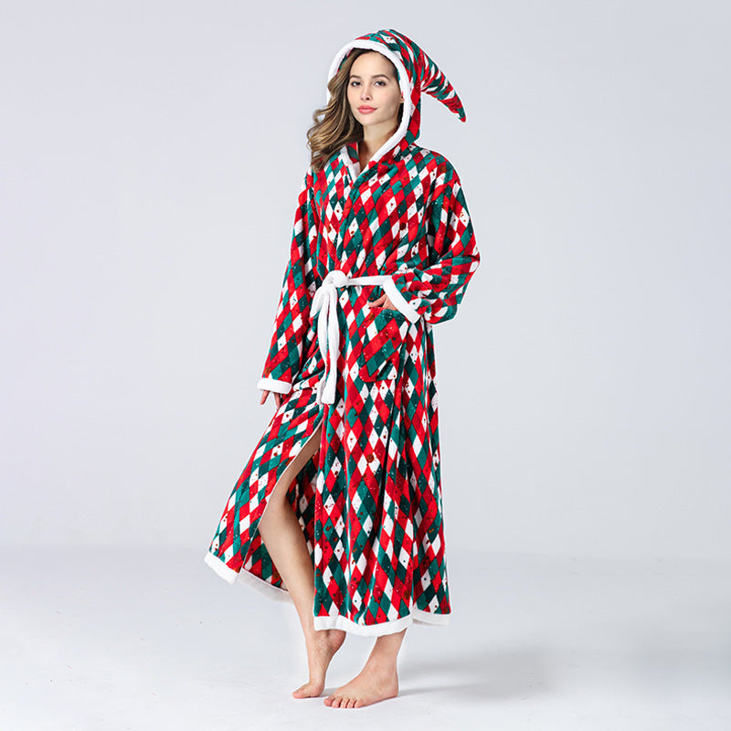 BLYNTRA Women’s Fleece Bathrobe – Cozy Christmas Plush Hooded Sleepwear BLYNTRA