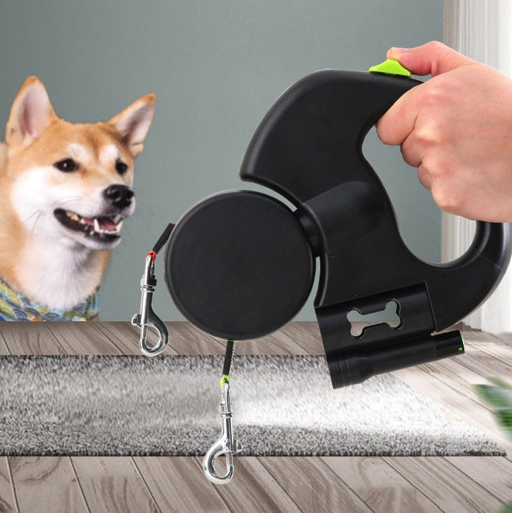 Retractable Dual Dog Leash with Light & Reflective Strip BLYNTRA