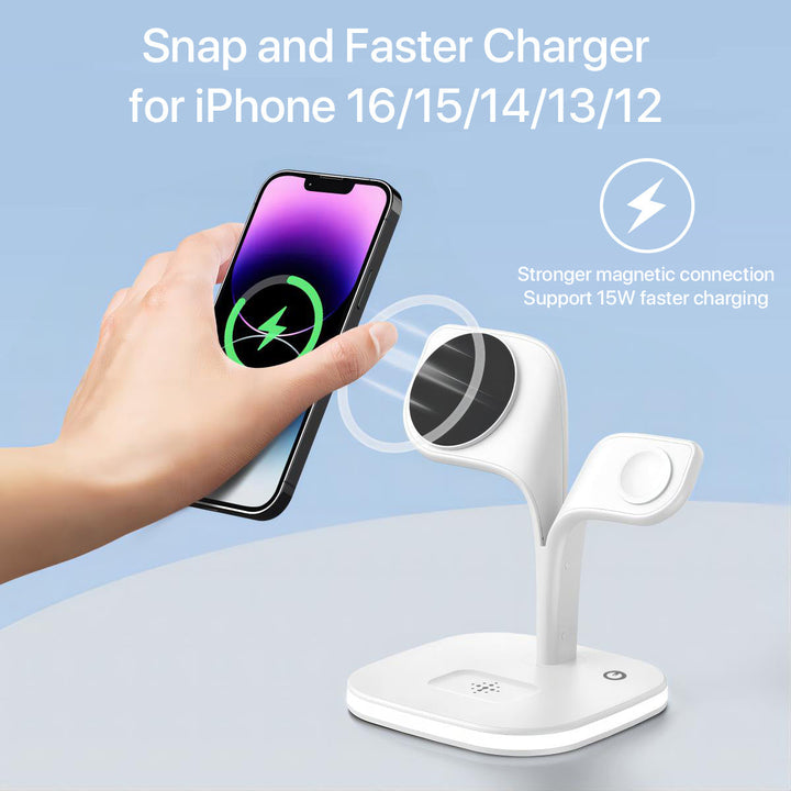 5-in-1 Magnetic Real Wireless Desktop Fast Charging Station For Multiple Devices Silicone Back Scrub Bath Brush