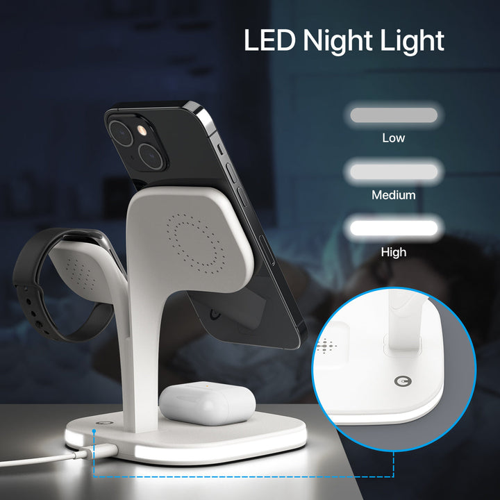 5-in-1 Magnetic Real Wireless Desktop Fast Charging Station For Multiple Devices Silicone Back Scrub Bath Brush