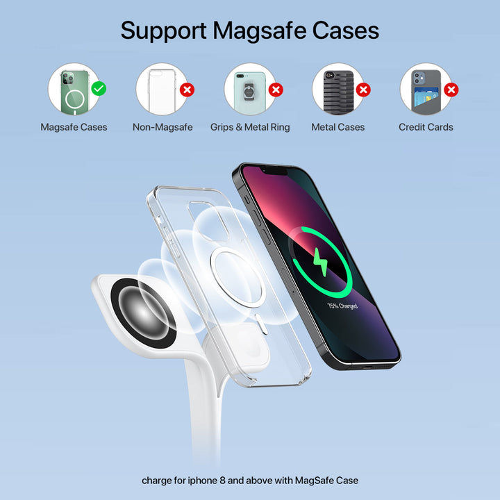 5-in-1 Magnetic Real Wireless Desktop Fast Charging Station For Multiple Devices Silicone Back Scrub Bath Brush