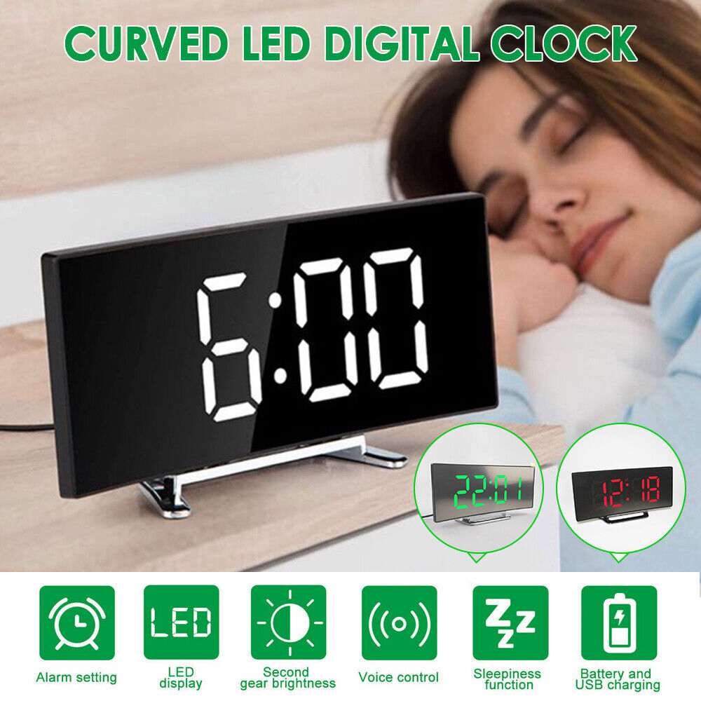 Curved LED Alarm Clock | USB & Temp Display BLYNTRA