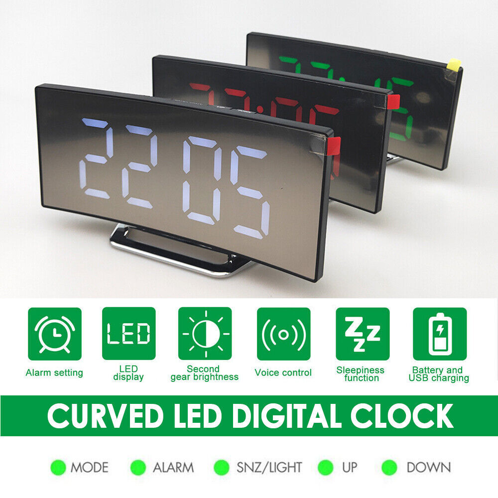 Curved LED Alarm Clock | USB & Temp Display BLYNTRA
