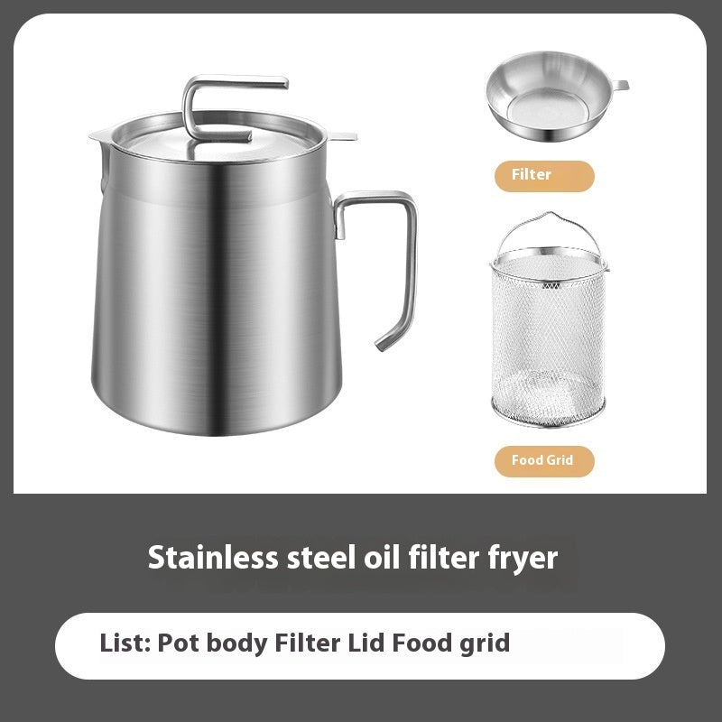 BLYNTRA™ 304 Stainless Steel Oil Filter Pot – Large Capacity + Fry Basket Silicone Back Scrub Bath Brush