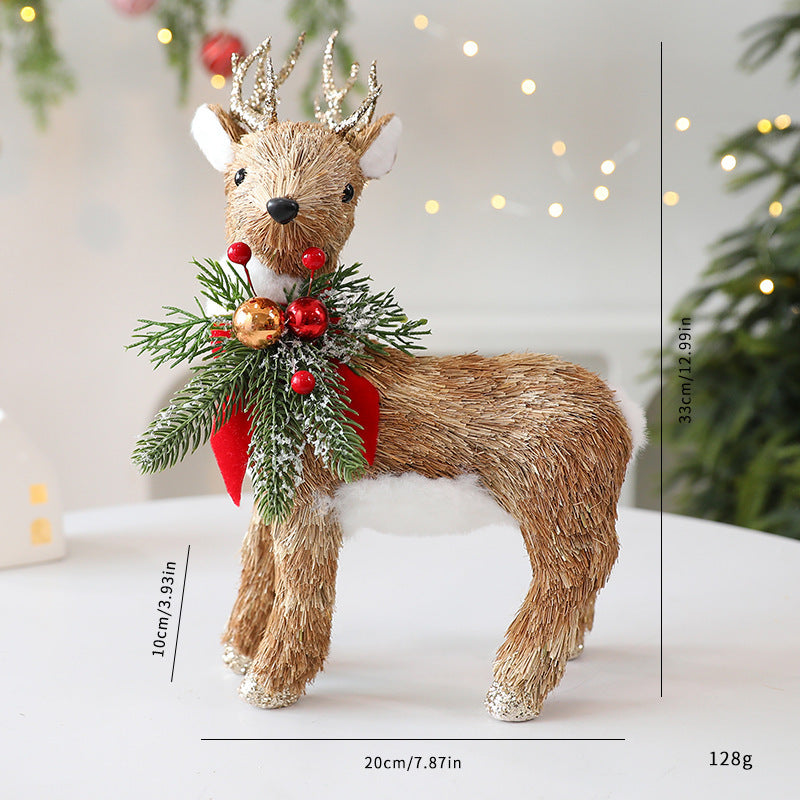 BLYNTRA Straw Christmas Elk & Squirrel Ornaments – Rustic Holiday Decor Set BLYNTRA