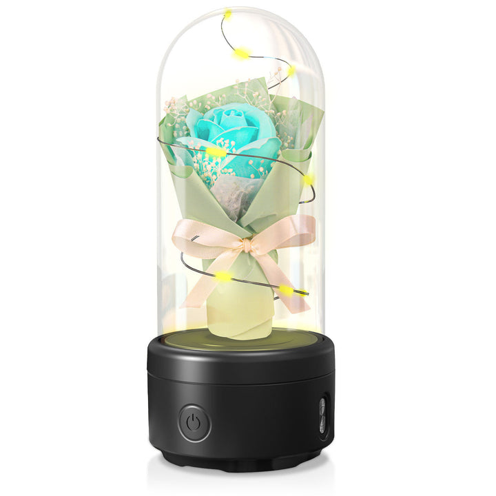 LED Glass Rose & Bluetooth Speaker Gift Silicone Back Scrub Bath Brush