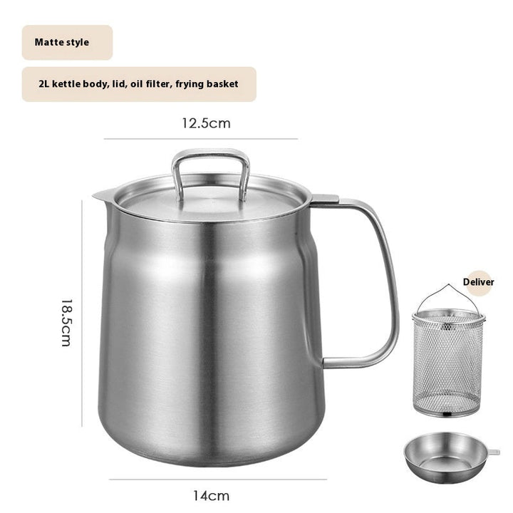 BLYNTRA™ 304 Stainless Steel Oil Filter Pot – Large Capacity + Fry Basket Silicone Back Scrub Bath Brush
