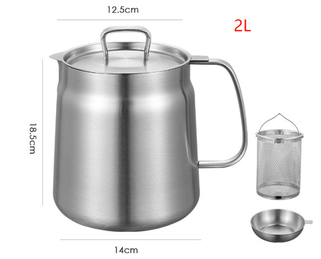 BLYNTRA™ 304 Stainless Steel Oil Filter Pot – Large Capacity + Fry Basket Silicone Back Scrub Bath Brush