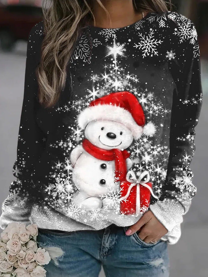 BLYNTRA Cozy Printed Knit Sweater – Round Neck, Long Sleeve Women’s Top BLYNTRA