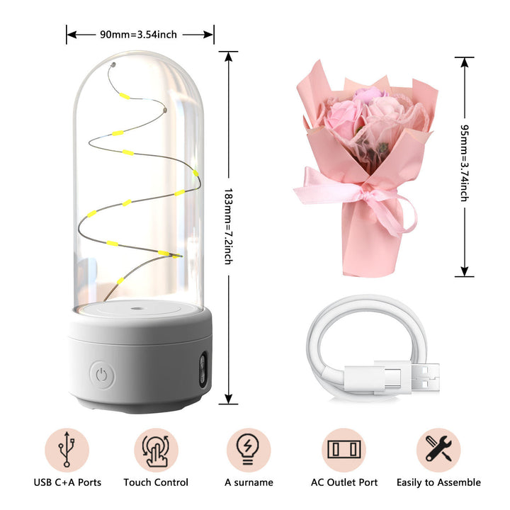 LED Glass Rose & Bluetooth Speaker Gift Silicone Back Scrub Bath Brush