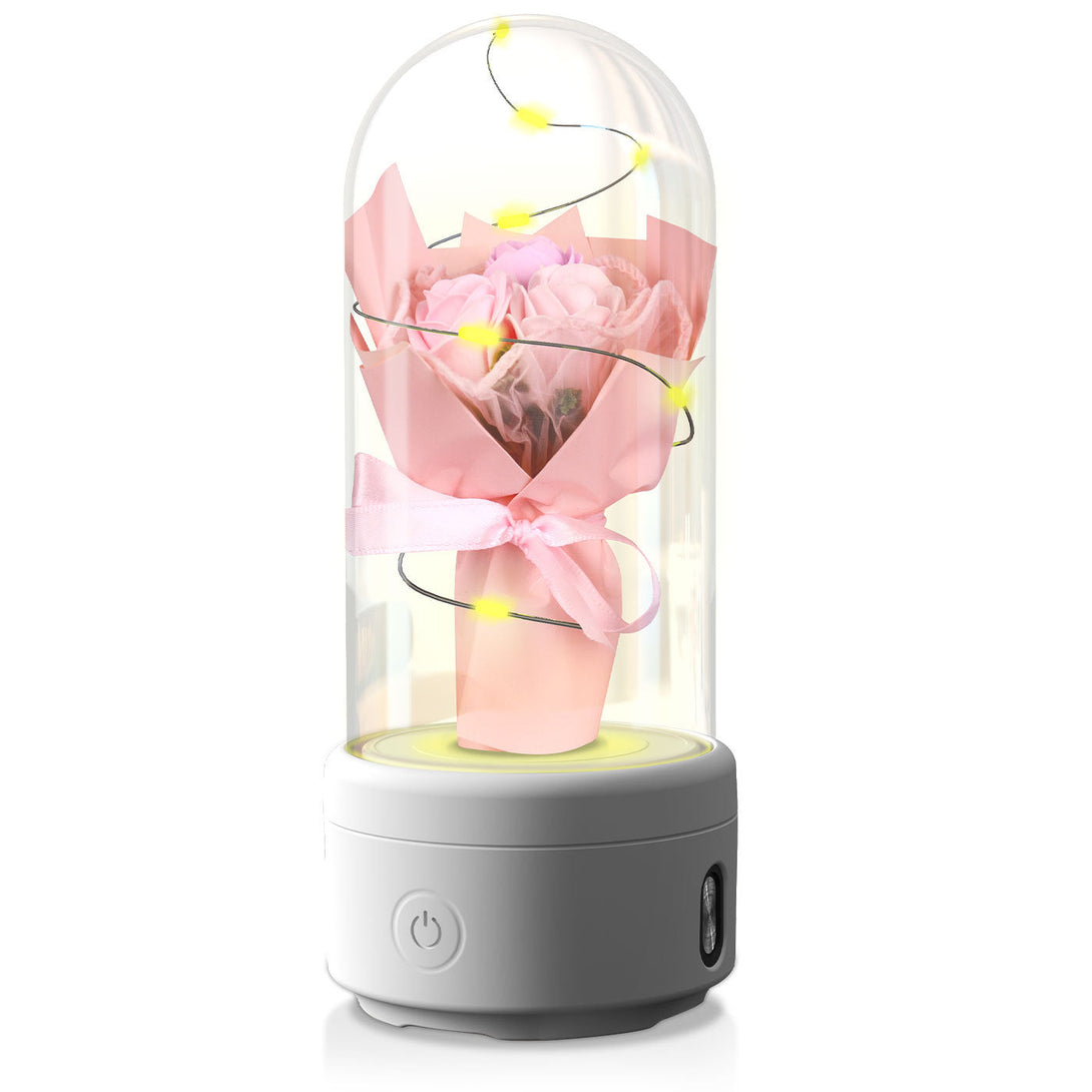 LED Glass Rose & Bluetooth Speaker Gift Silicone Back Scrub Bath Brush