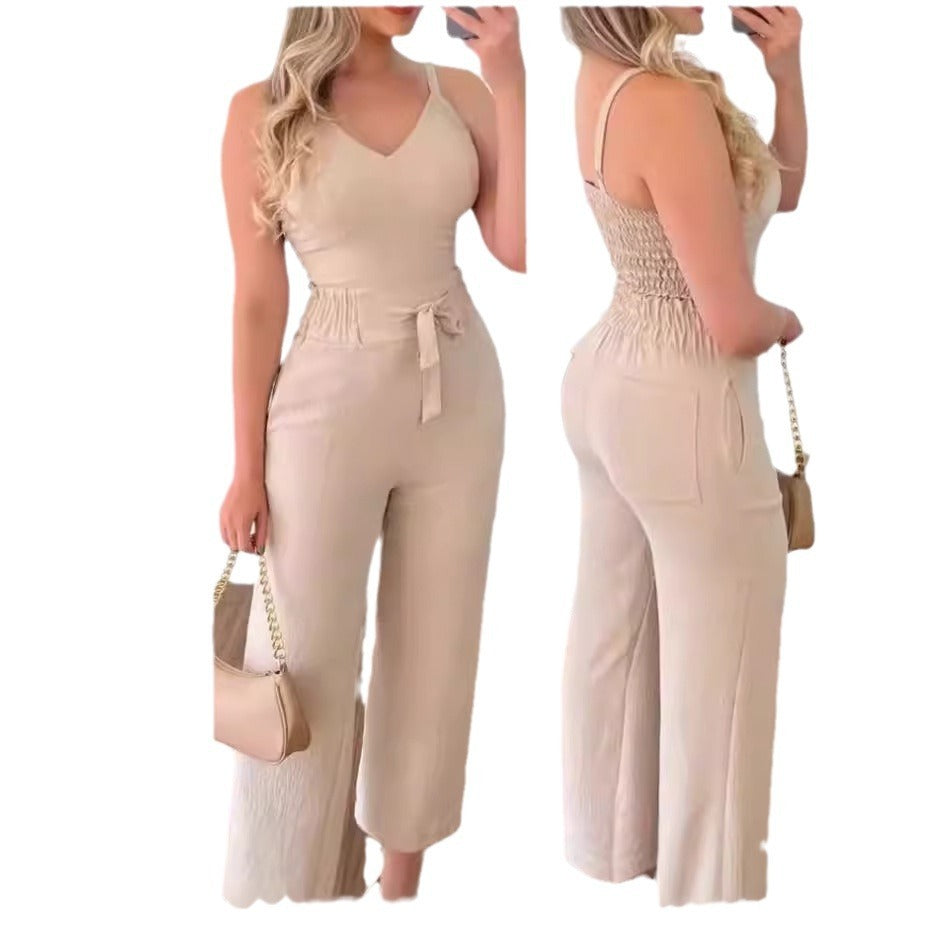 Sexy Backless Two-Piece Pleated Pants Set BLYNTRA