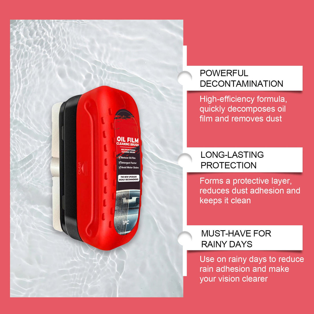 Oil Film Remover | Car Glass & Windshield Cleaner Silicone Back Scrub Bath Brush