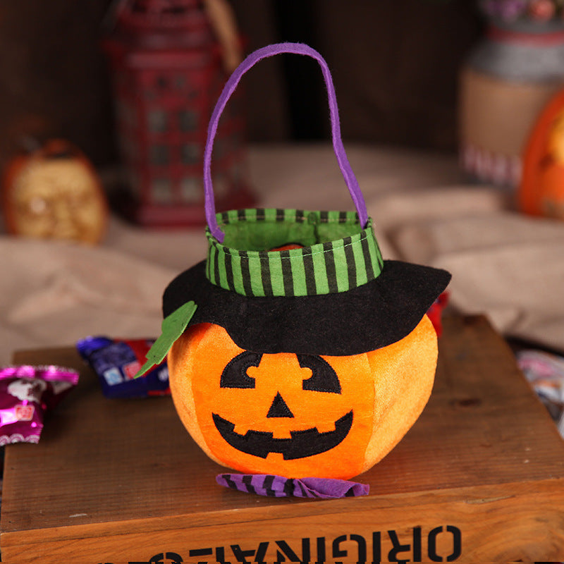 Cute Halloween Candy Bag Halloween Pumpkin Pattern Portable Handbag Cosplay Props Gift Basket Kids Gifts Silicone Back Scrub Bath Brush