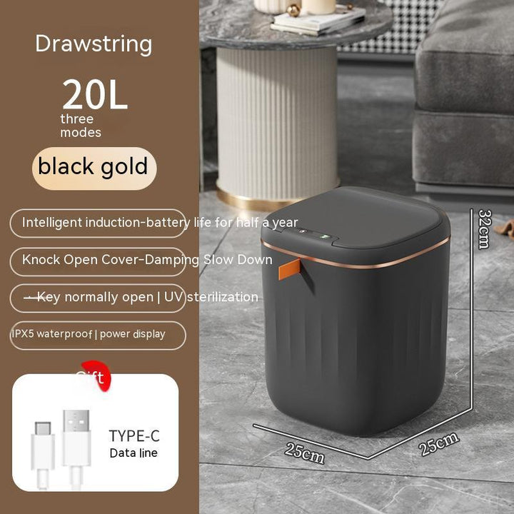Smart Trash Can With Lid For Bedroom And Living Room Kitchen Storage Box Trash Can Induction Small Car Box Automatic Smart Dustbin Smart Trash Bin Silicone Back Scrub Bath Brush
