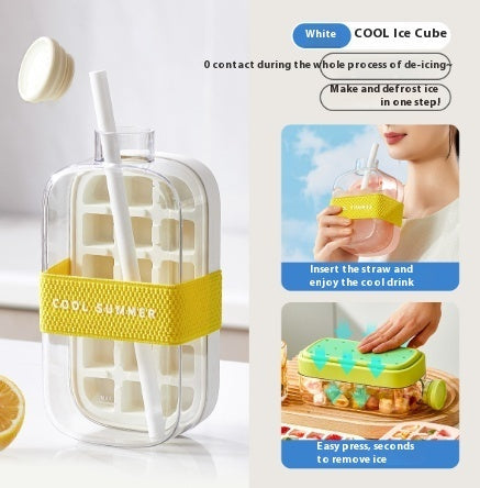 One-Click Ice Mold with Straw Silicone Back Scrub Bath Brush