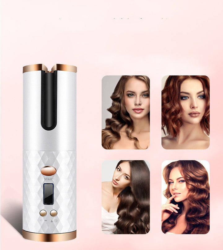 Rechargeable Automatic Hair Curler Women Portable Hair Curling Iron LCD Display Ceramic Curly Rotating Curling Wave Styer Silicone Back Scrub Bath Brush