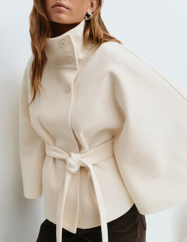 Winter High Neck Batwing Sleeve Coat With Belt Fashion Loose Elegant Button Top Trench Coat For Women Clothing Silicone Back Scrub Bath Brush
