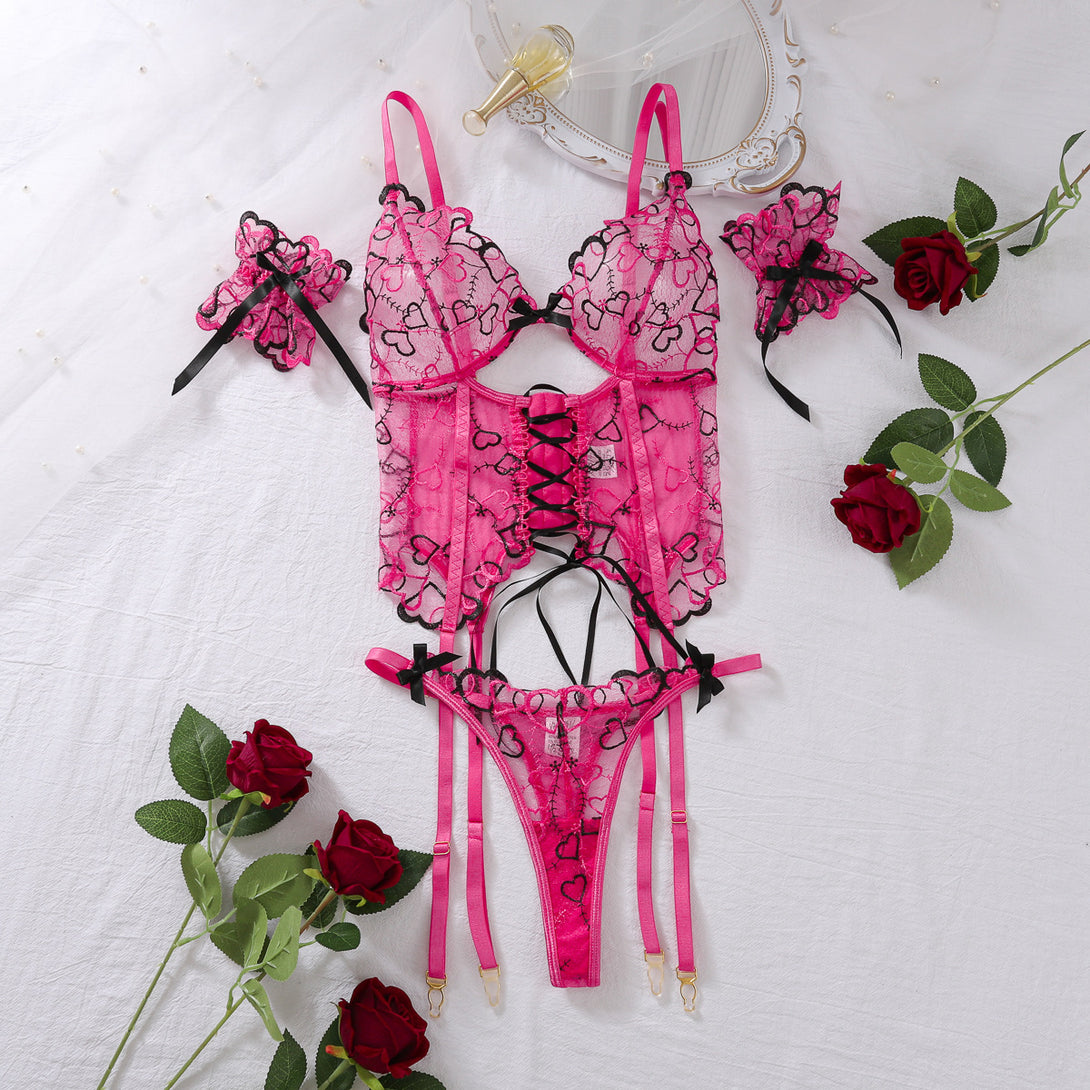 BLYNTRA Sheer Lace Love Embroidered Trio – Sleek & Sensual BLYNTRA
