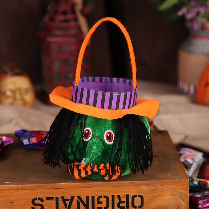 Cute Halloween Candy Bag Halloween Pumpkin Pattern Portable Handbag Cosplay Props Gift Basket Kids Gifts Silicone Back Scrub Bath Brush