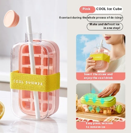 One-Click Ice Mold with Straw Silicone Back Scrub Bath Brush