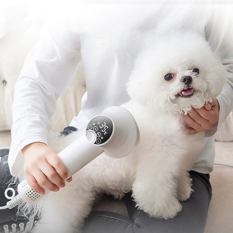 GroomEase Silent Pet Hair Dryer & Comb Silicone Back Scrub Bath Brush