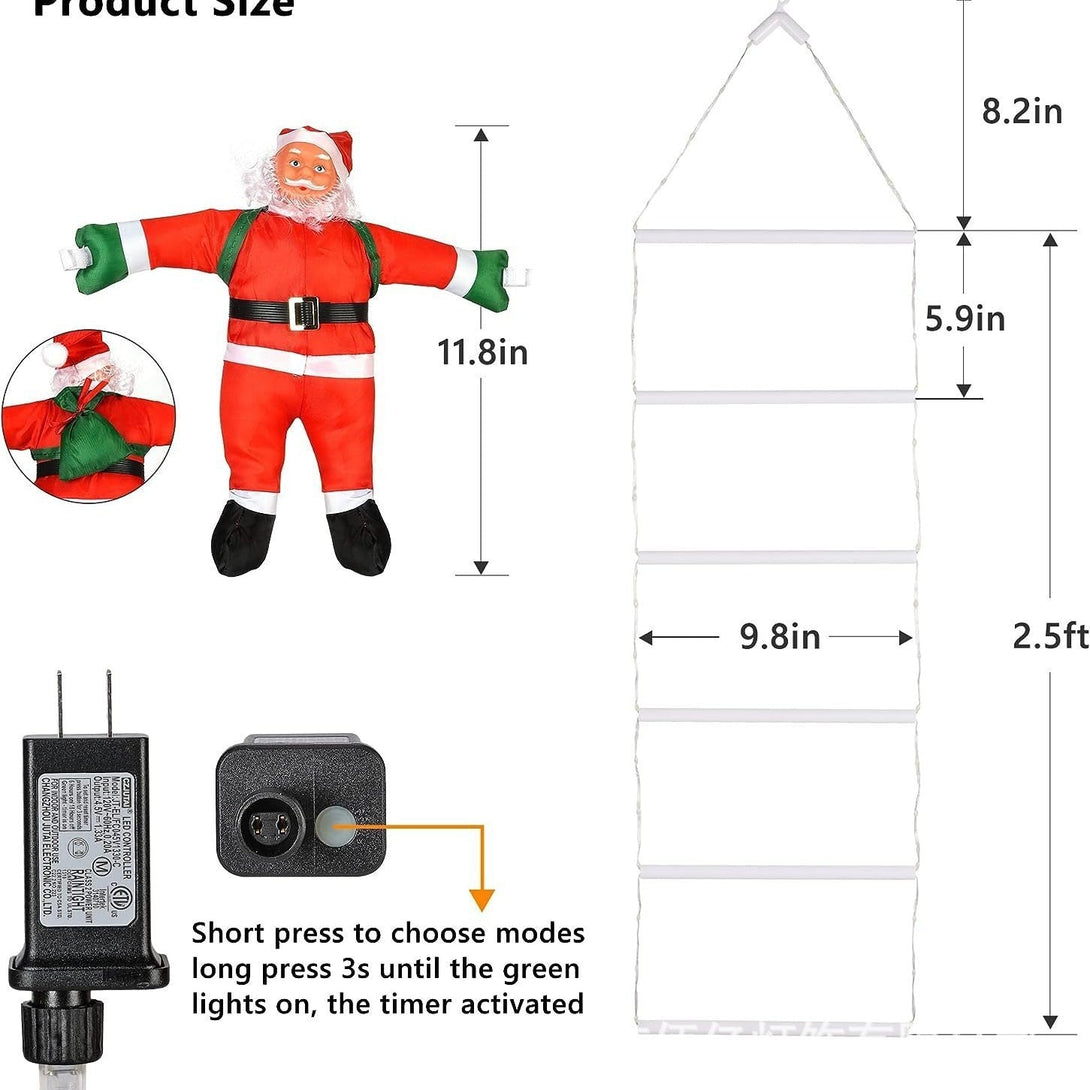 Santa Ladder Light Festoon by BLYNTRA – Holiday Window & Wall Decor BLYNTRA