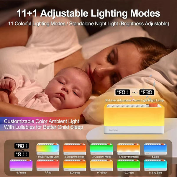 DreamAura White Noise Sleep Machine & RGB Light Silicone Back Scrub Bath Brush