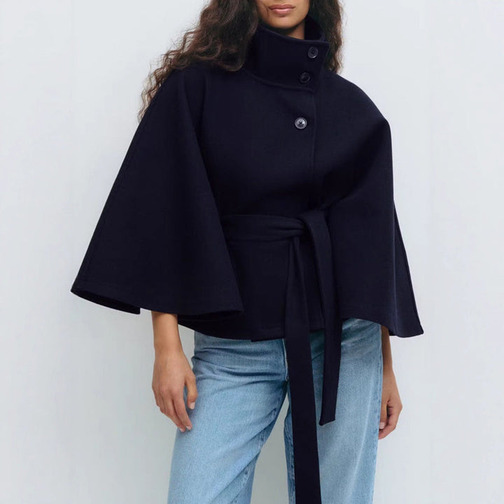 Winter High Neck Batwing Sleeve Coat With Belt Fashion Loose Elegant Button Top Trench Coat For Women Clothing Silicone Back Scrub Bath Brush