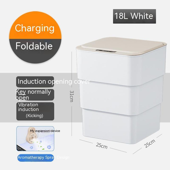 Smart Trash Can With Lid For Bedroom And Living Room Kitchen Storage Box Trash Can Induction Small Car Box Automatic Smart Dustbin Smart Trash Bin Silicone Back Scrub Bath Brush