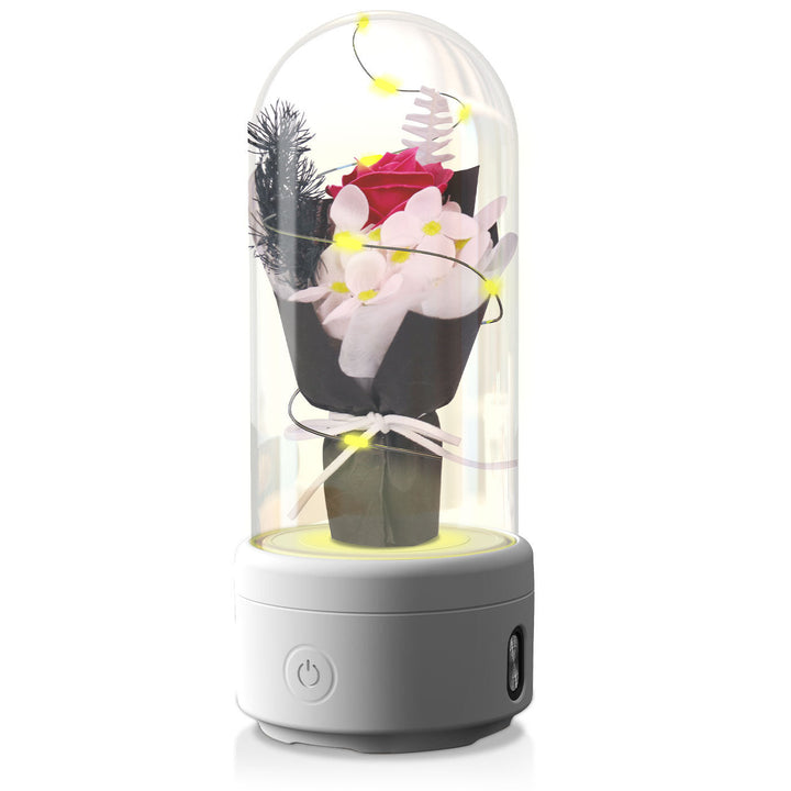 LED Glass Rose & Bluetooth Speaker Gift Silicone Back Scrub Bath Brush