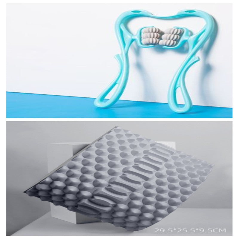 NeckEase 6-Wheel Manual Roller Massager Silicone Back Scrub Bath Brush