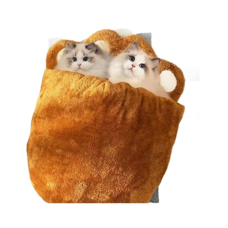 BLYNTRA Bear Paw Plush Pet Bed – Thickened Semi-Closed Cat & Dog Nest BLYNTRA