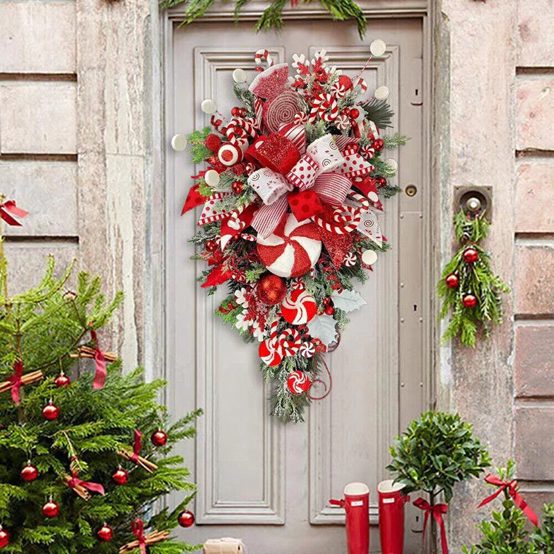 Christmas Wreath & Upside-Down Tree Garland by BLYNTRA – Candy-Decor Artificial Xmas Decor BLYNTRA