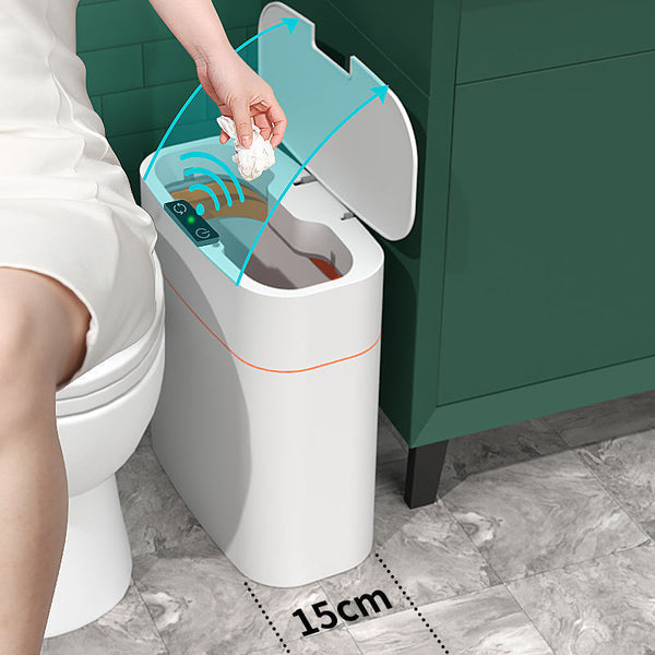 Smart Trash Can With Lid For Bedroom And Living Room Kitchen Storage Box Trash Can Induction Small Car Box Automatic Smart Dustbin Smart Trash Bin Silicone Back Scrub Bath Brush