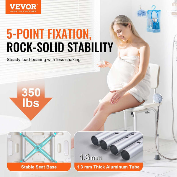 BLYNTRA™ Adjustable Shower Chair with Back & Non-Slip Feet – 350 lb Capacity BLYNTRA