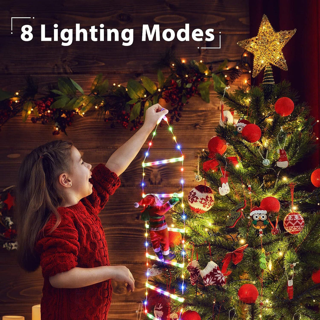 Santa Ladder Light Festoon by BLYNTRA – Holiday Window & Wall Decor BLYNTRA