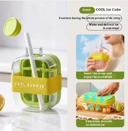 One-Click Ice Mold with Straw Silicone Back Scrub Bath Brush