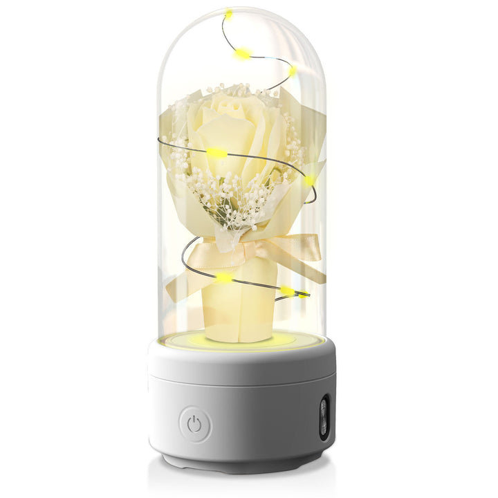 LED Glass Rose & Bluetooth Speaker Gift Silicone Back Scrub Bath Brush