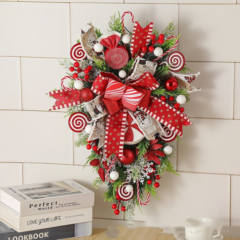 Christmas Wreath & Upside-Down Tree Garland by BLYNTRA – Candy-Decor Artificial Xmas Decor BLYNTRA